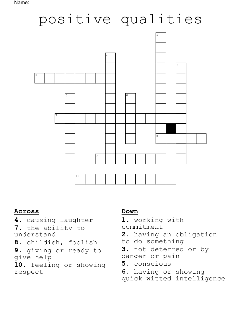 positive qualities  Crossword