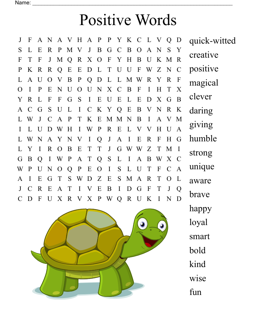 Positive Words Word Search