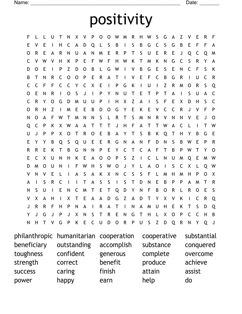 positivity Word Search