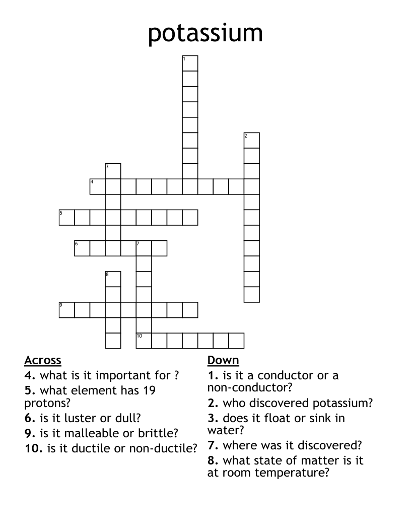 potassium Crossword