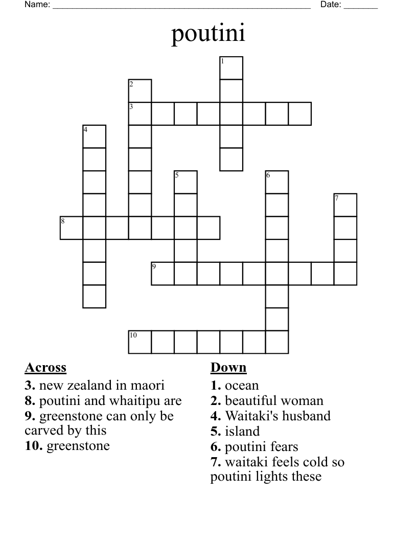 poutini Crossword