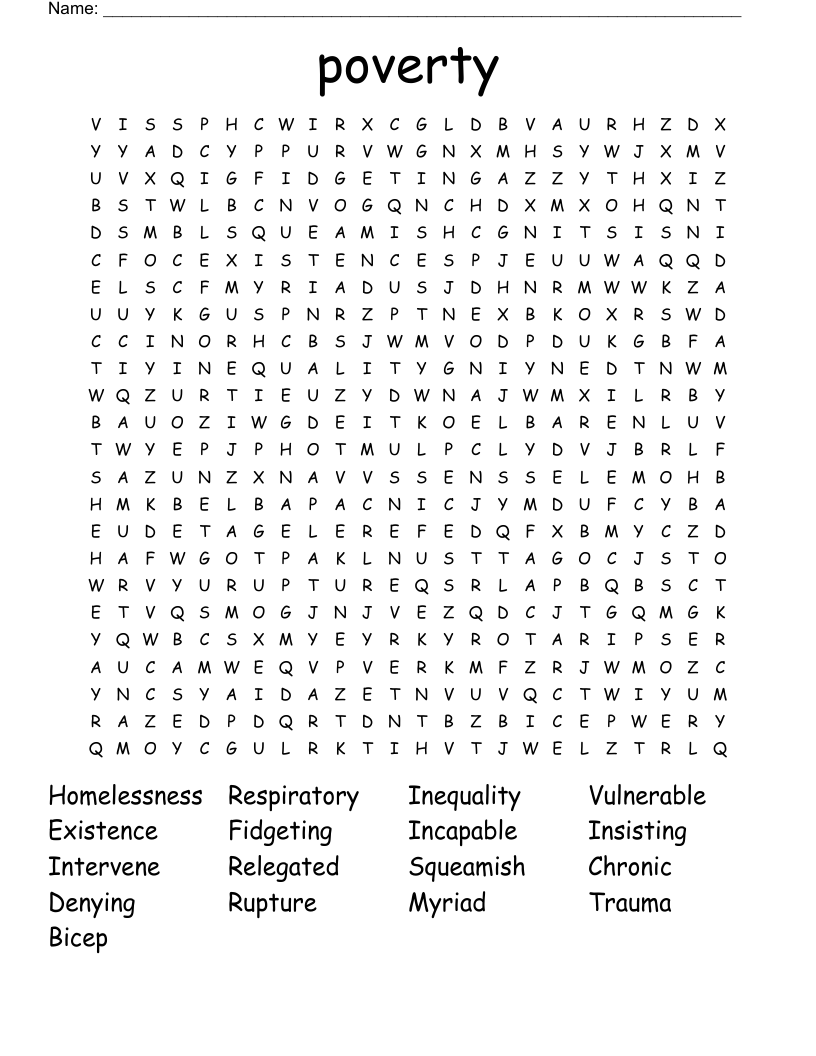 poverty Word Search