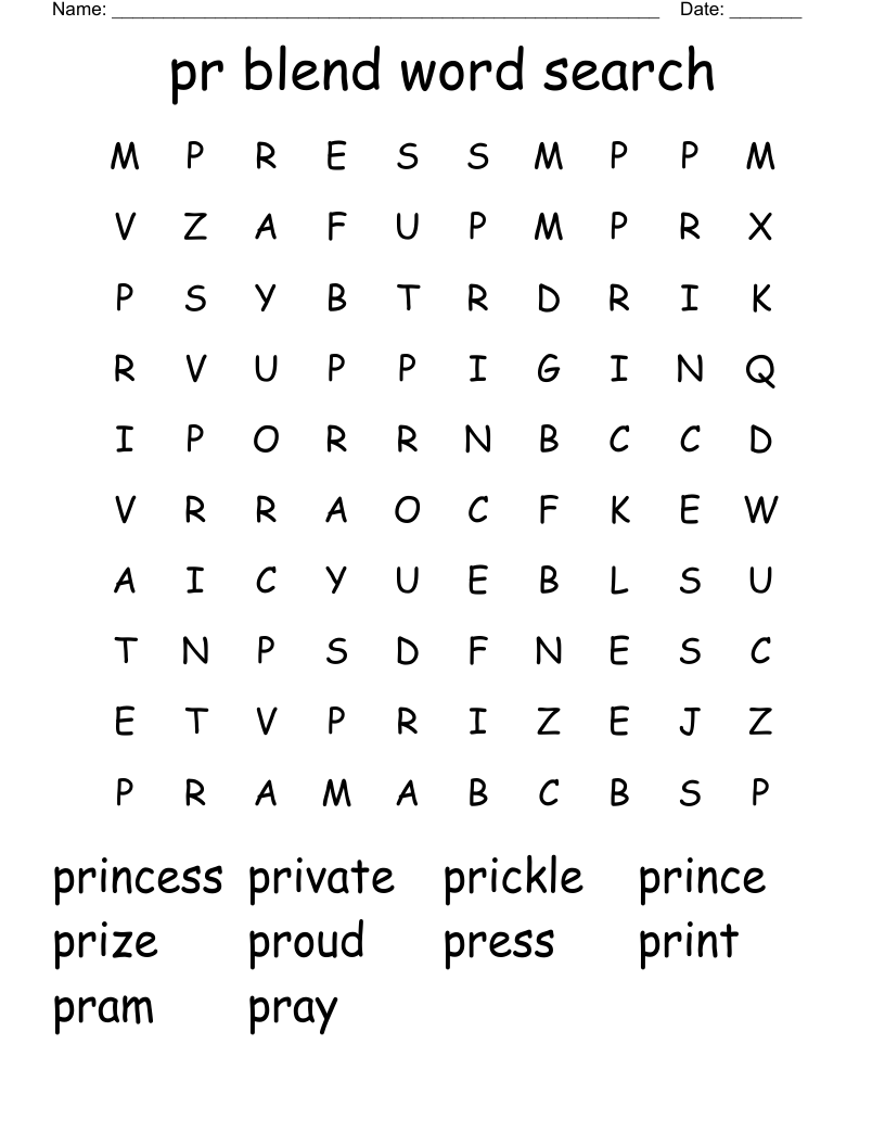 pr blend word search