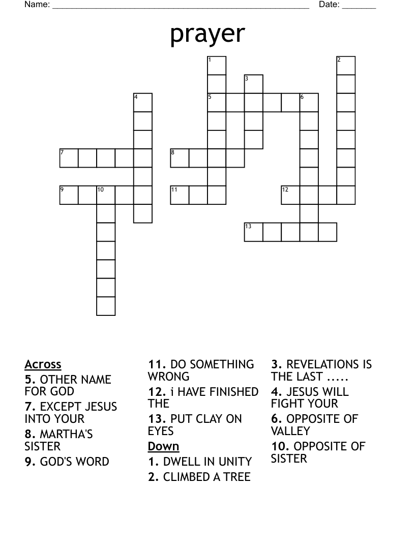 prayer Crossword