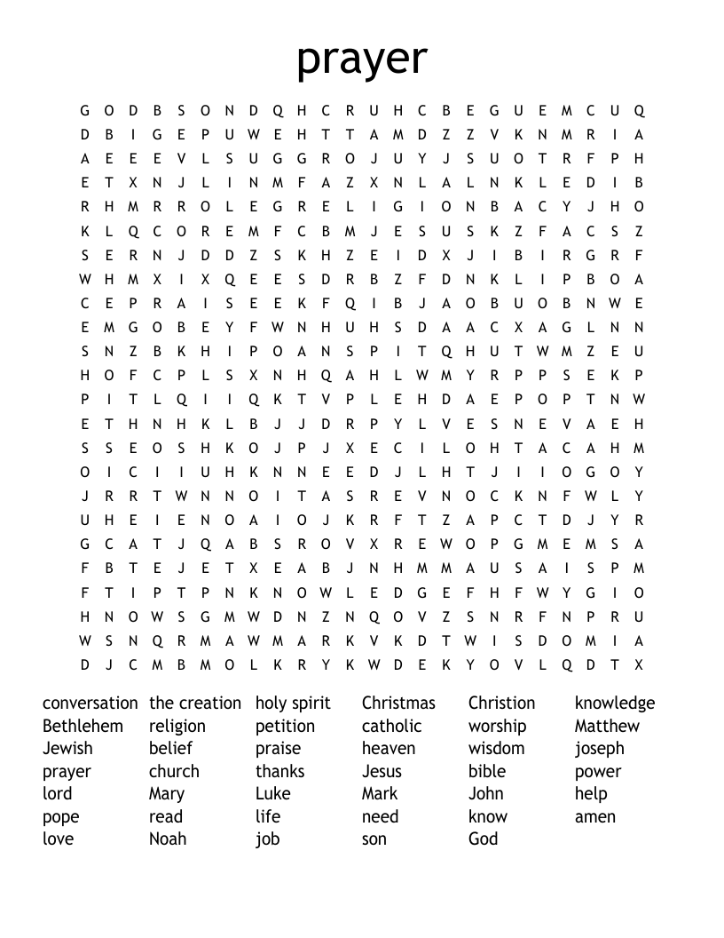 prayer Word Search