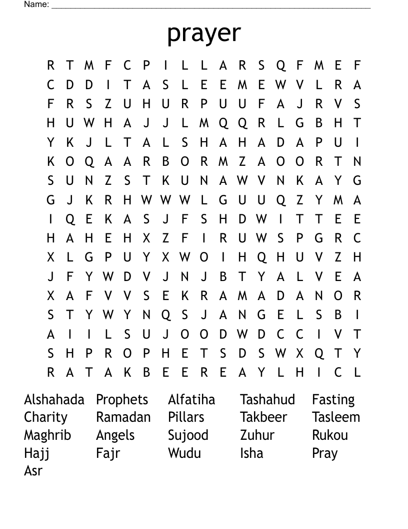 prayer Word Search