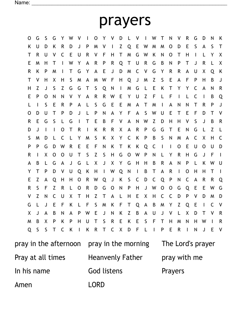 prayers Word Search