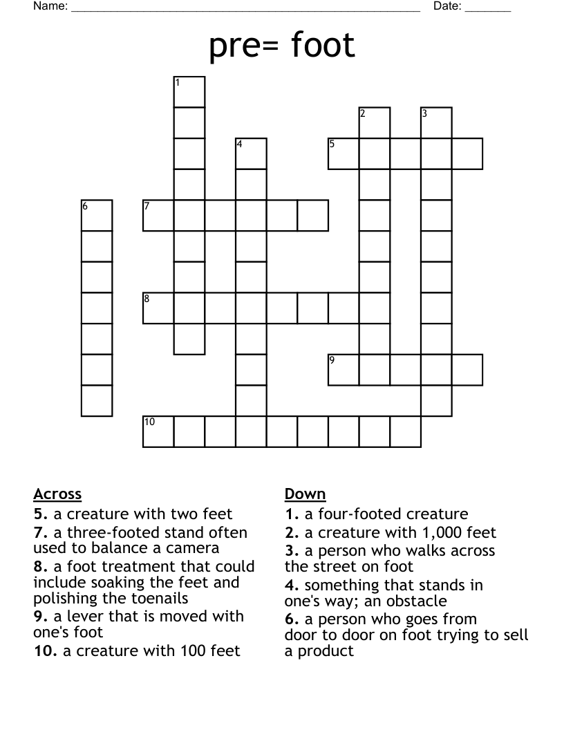 pre= foot Crossword