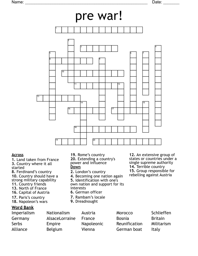 pre war! Crossword