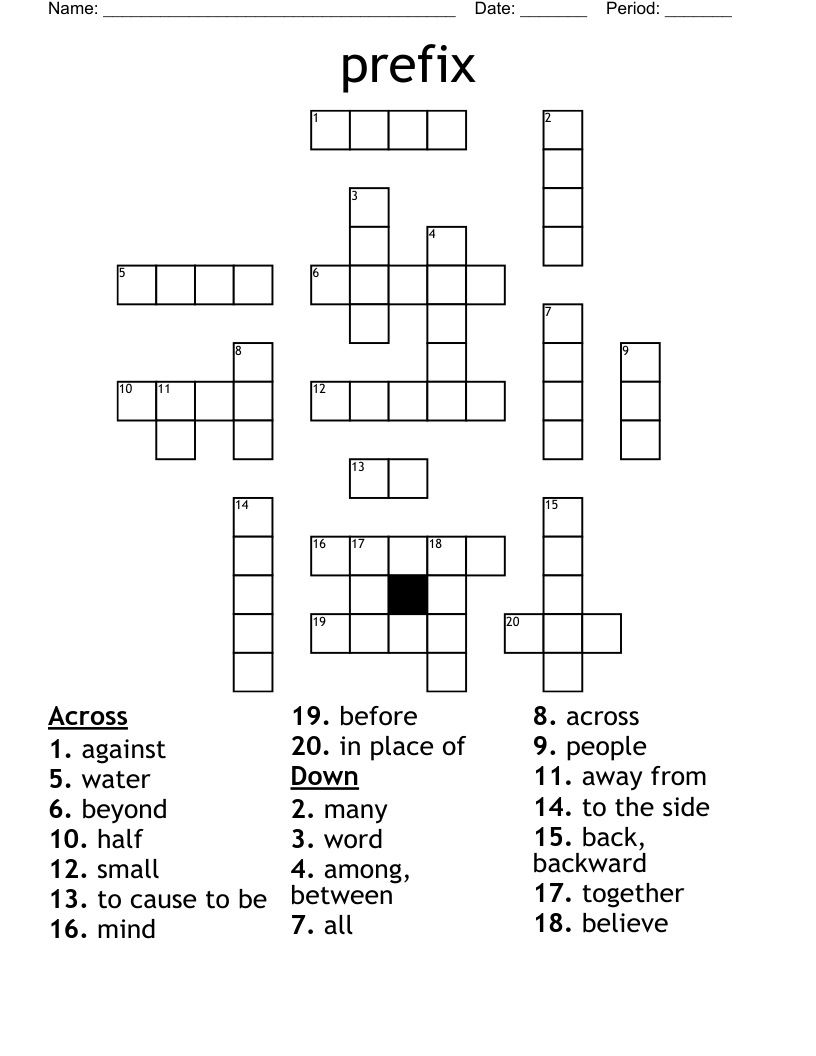 prefix Crossword