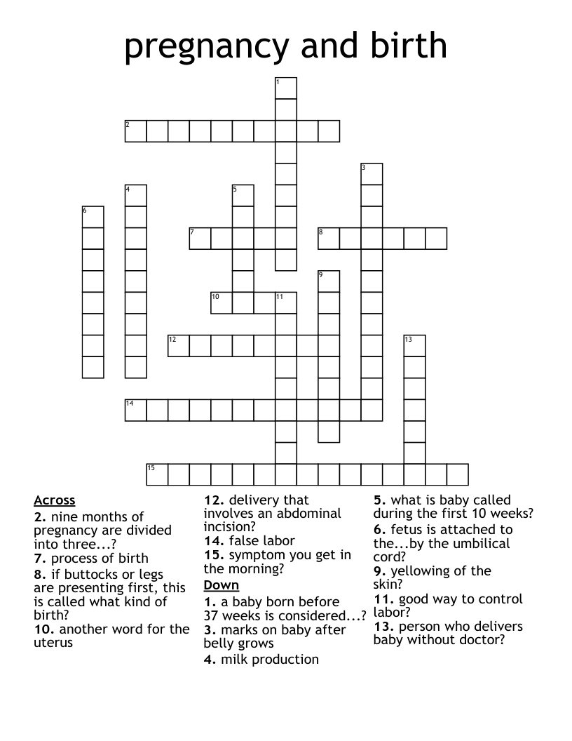 pregnancy and birth Crossword