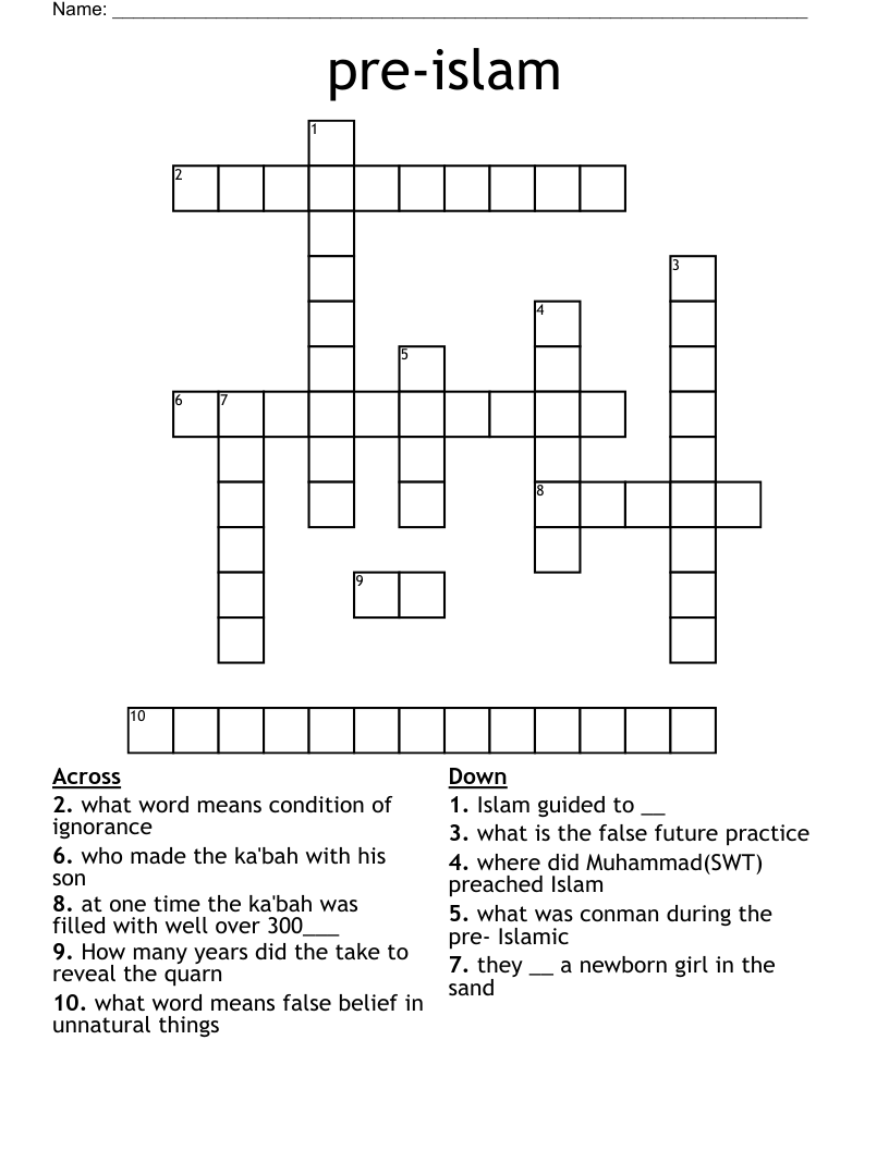 pre-islam Crossword