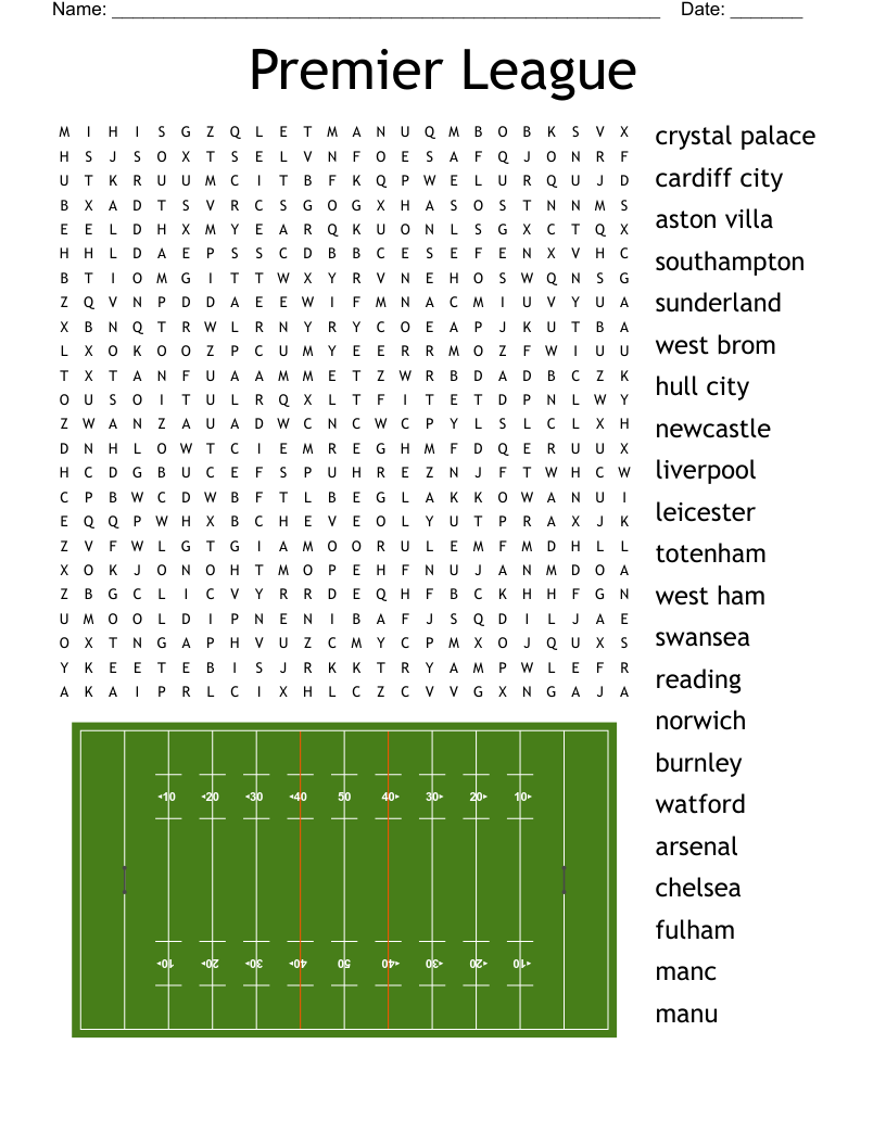 Premier League  Word Search
