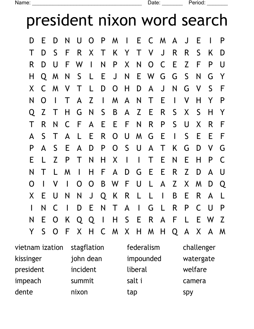 president nixon word search