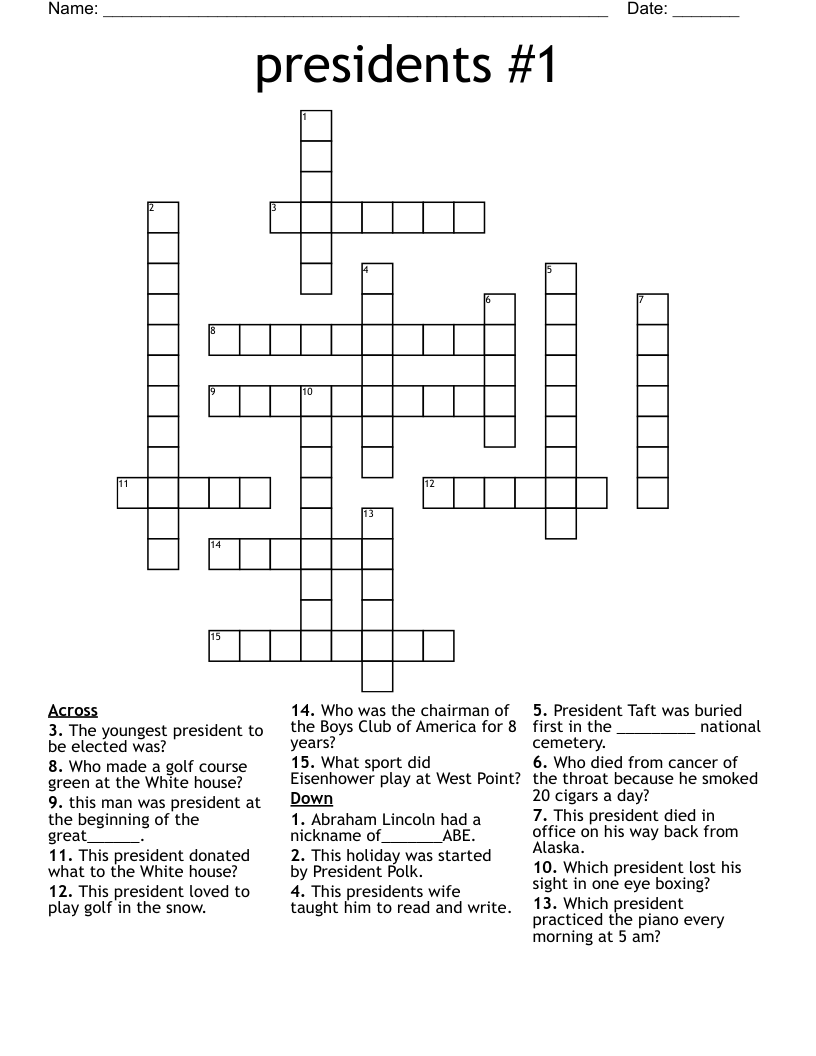 presidents #1 Crossword