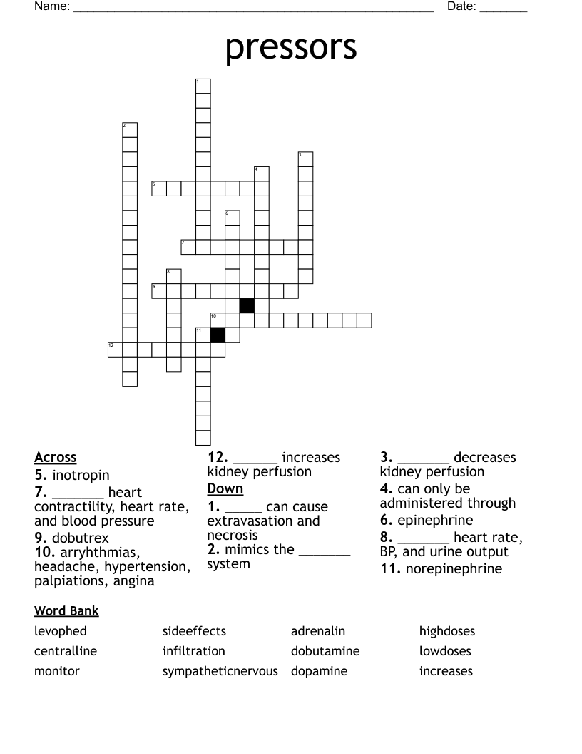 pressors Crossword