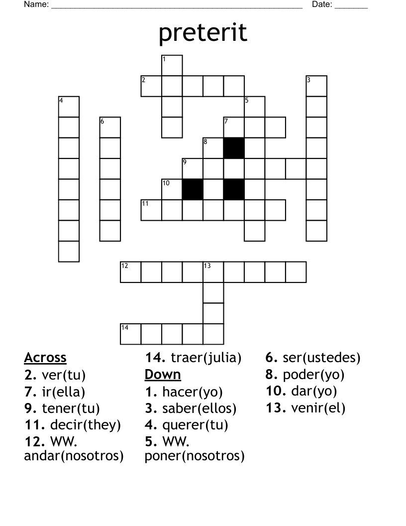 preterit Crossword