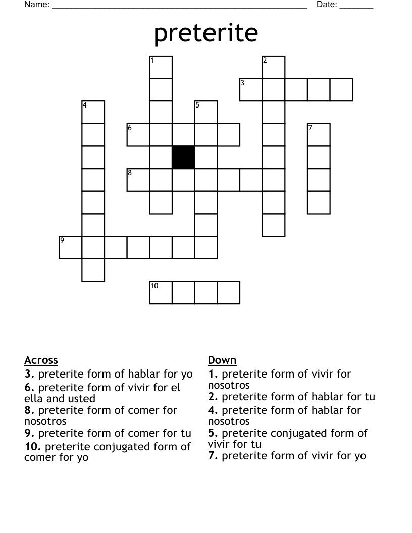 preterite Crossword