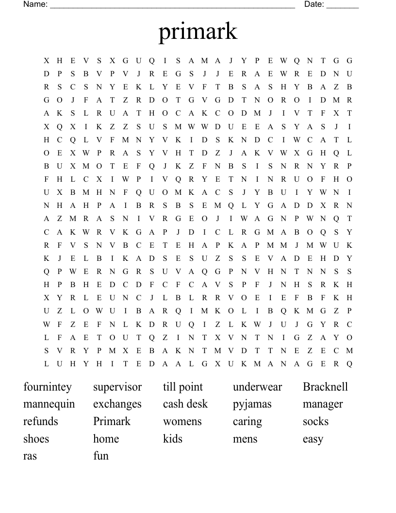 primark  Word Search