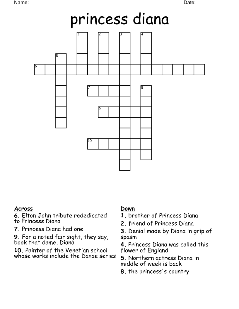 princess diana Crossword