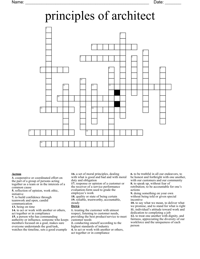 principles of architect  Crossword