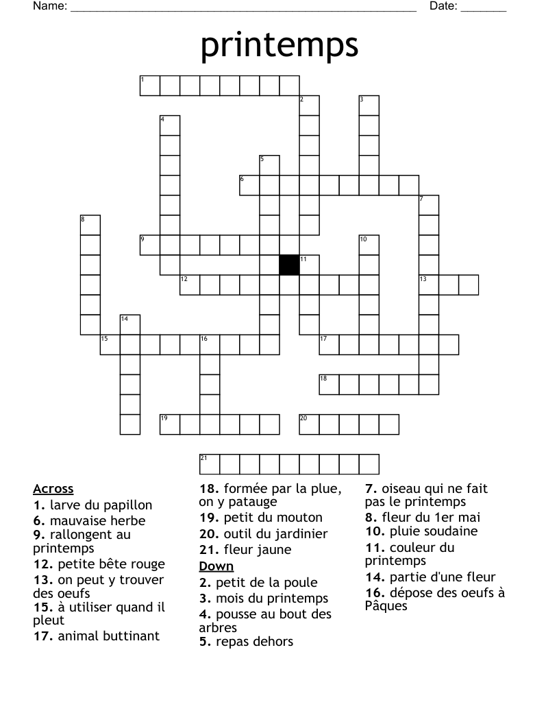 printemps Crossword