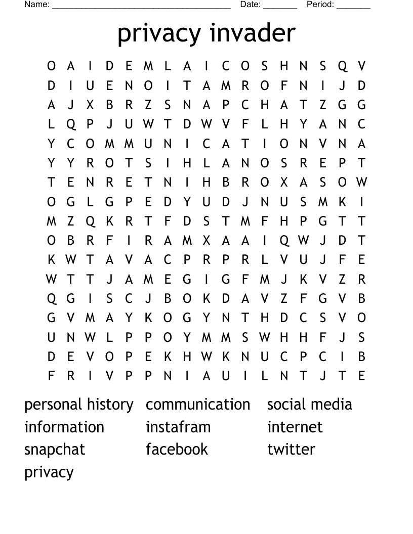 privacy invader Word Search