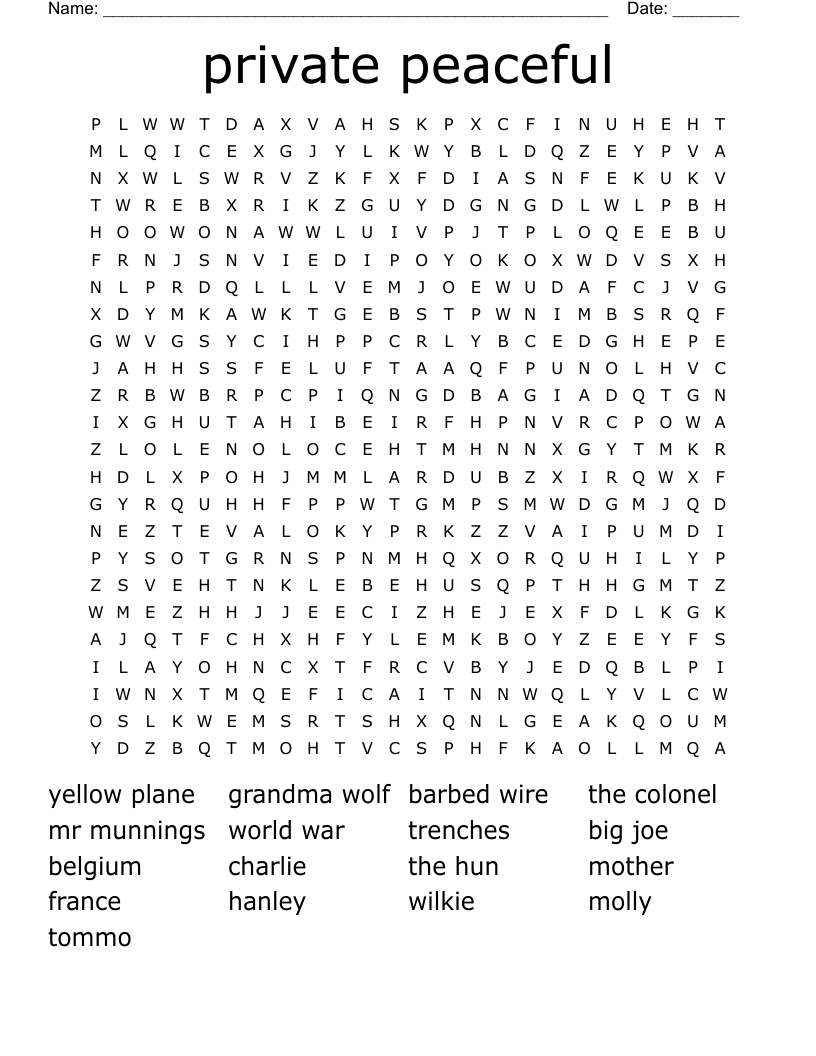 private peaceful Word Search