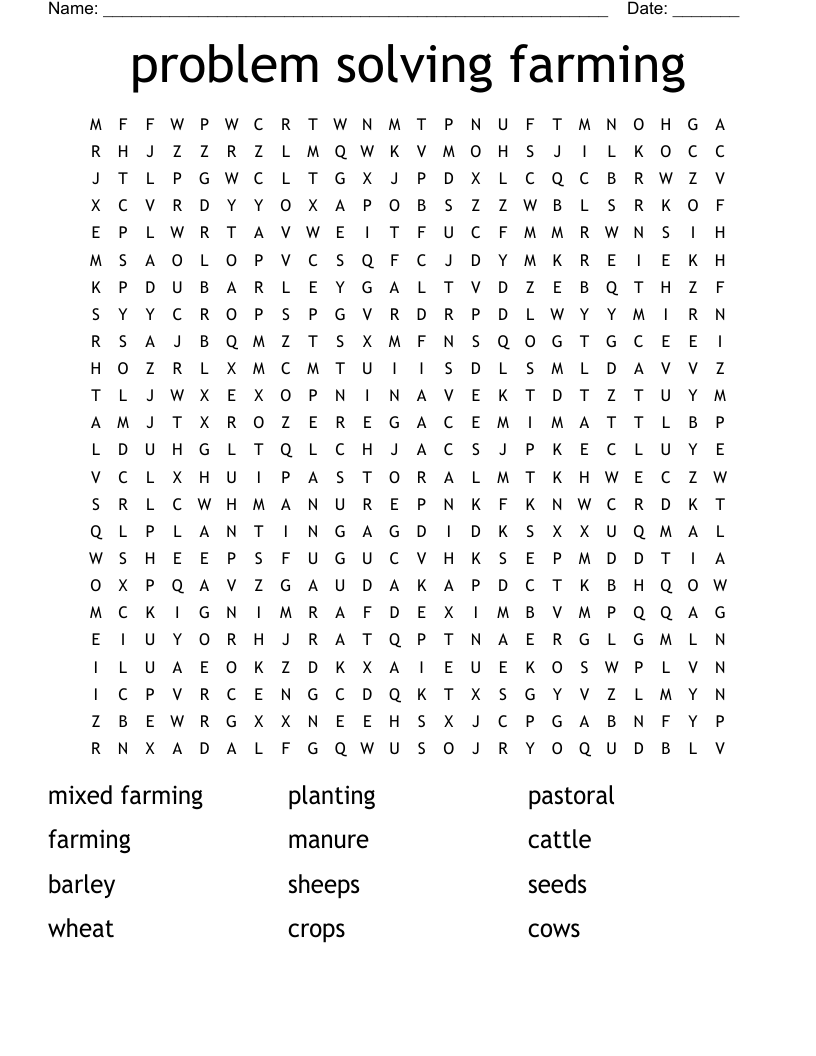 problem solving farming Word Search