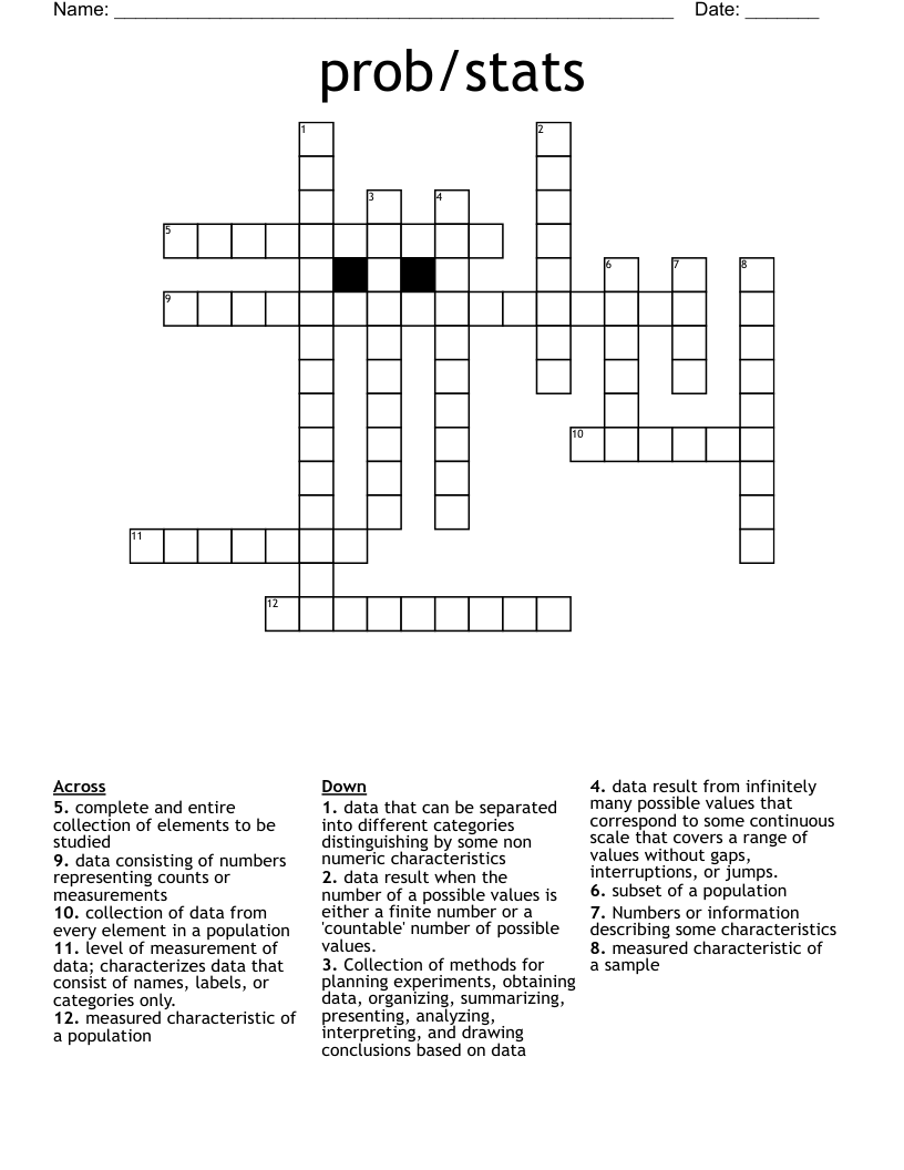 prob/stats Crossword
