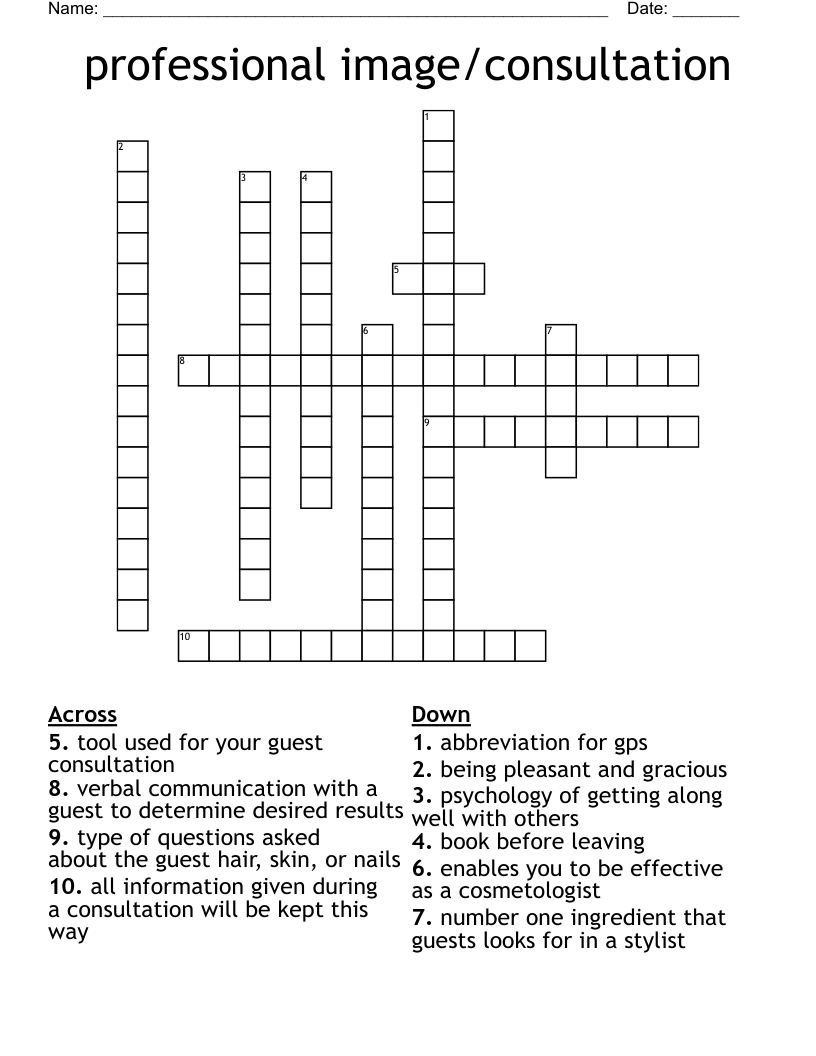 professional image/consultation Crossword