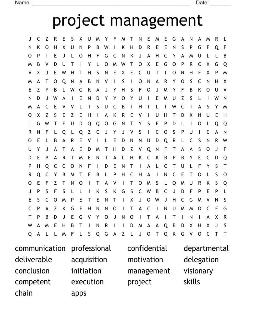 project management Word Search