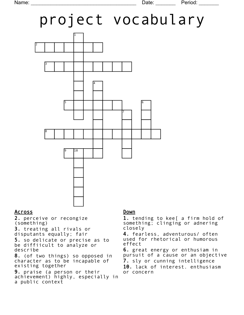 project vocabulary Crossword