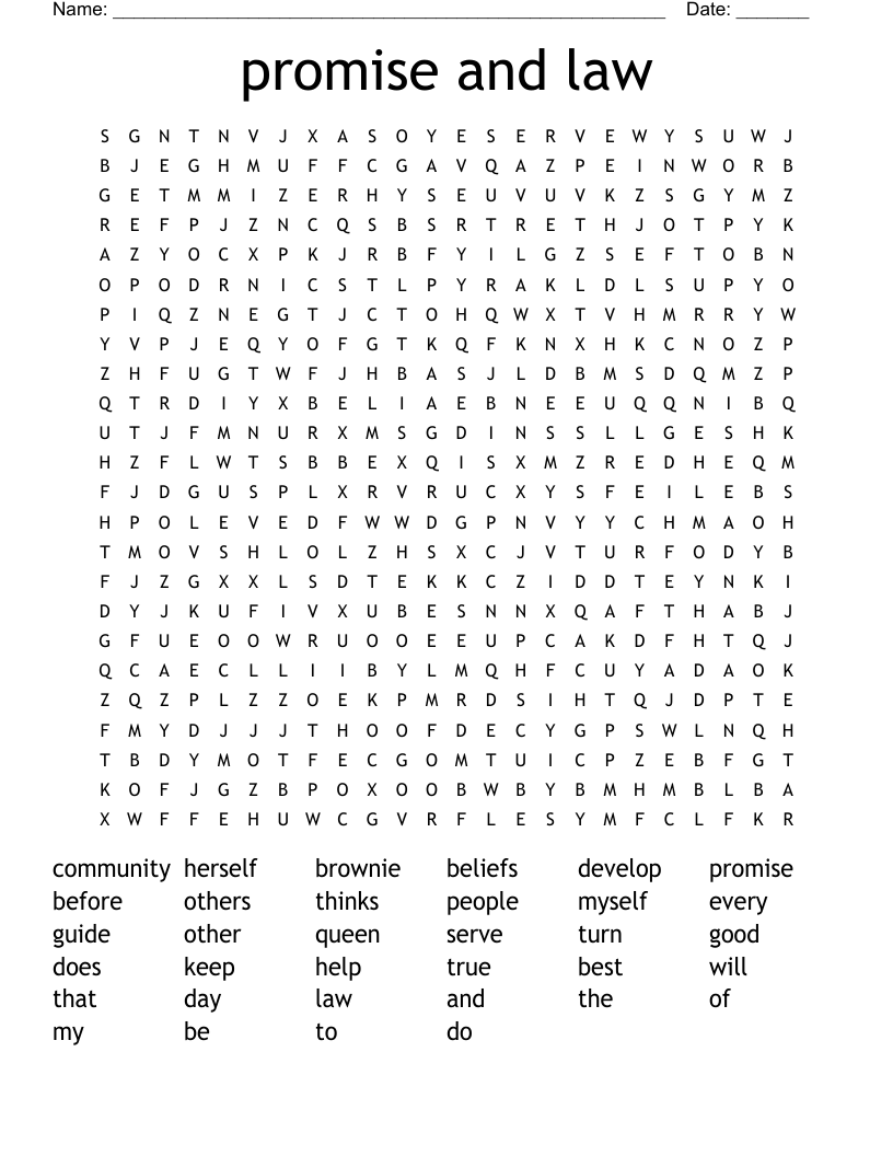 promise and law Word Search