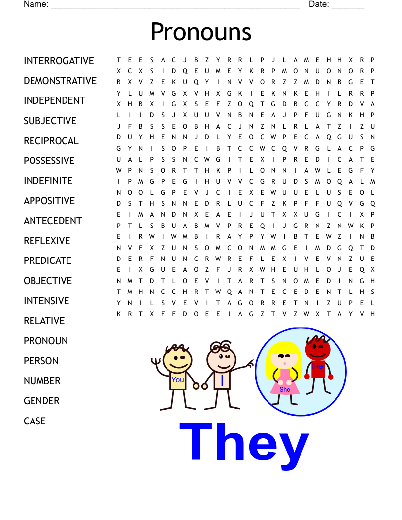 Pronouns Word Search