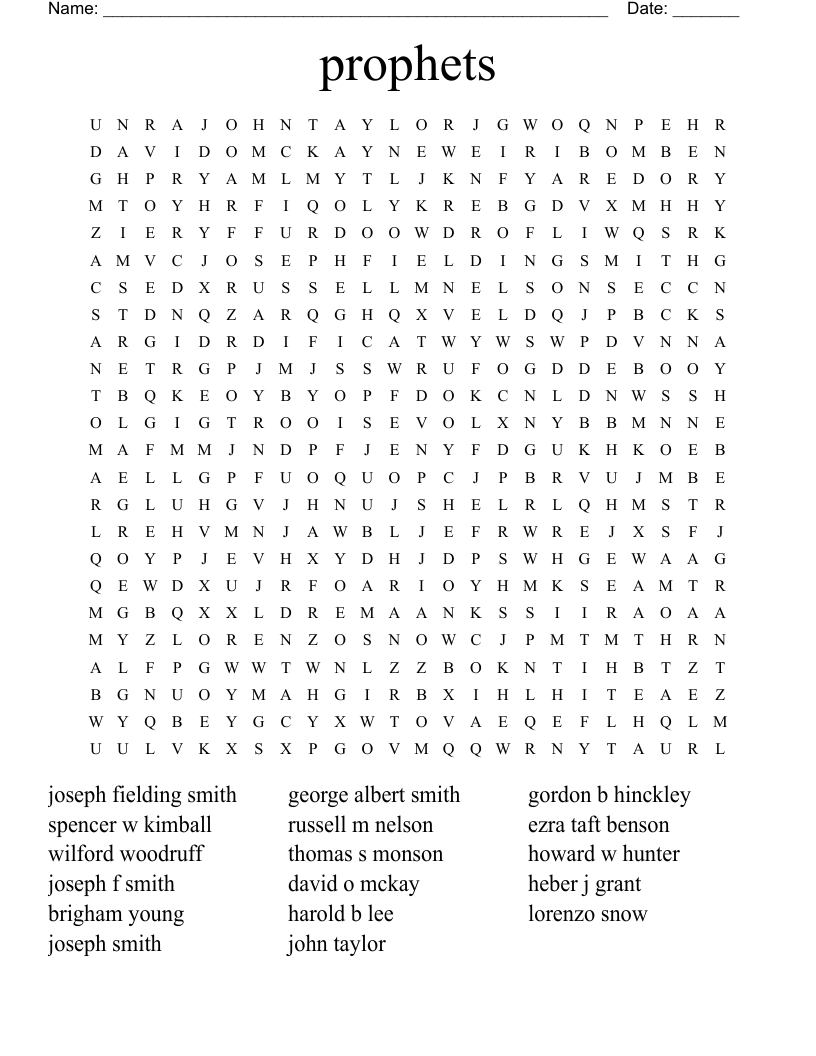 prophets Word Search