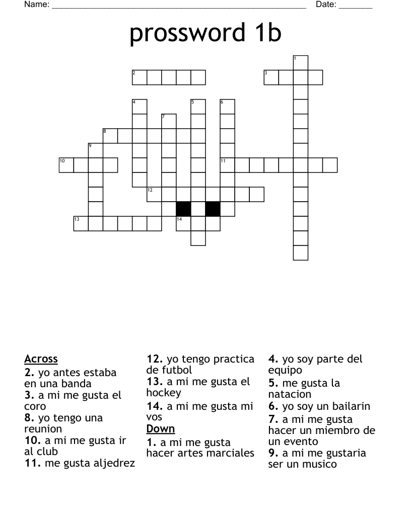 prossword 1b Crossword