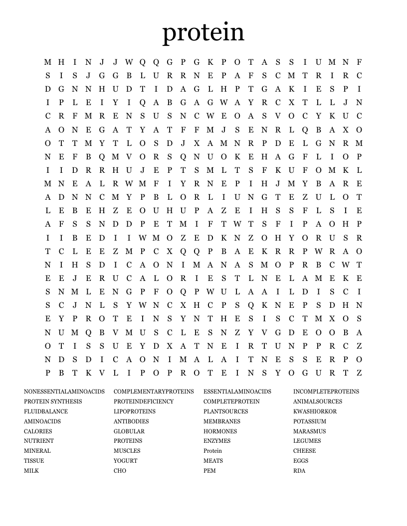 protein Word Search