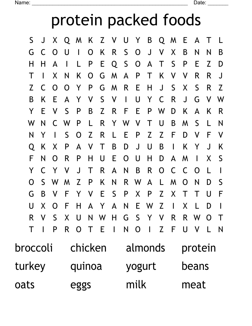 protein packed foods  Word Search