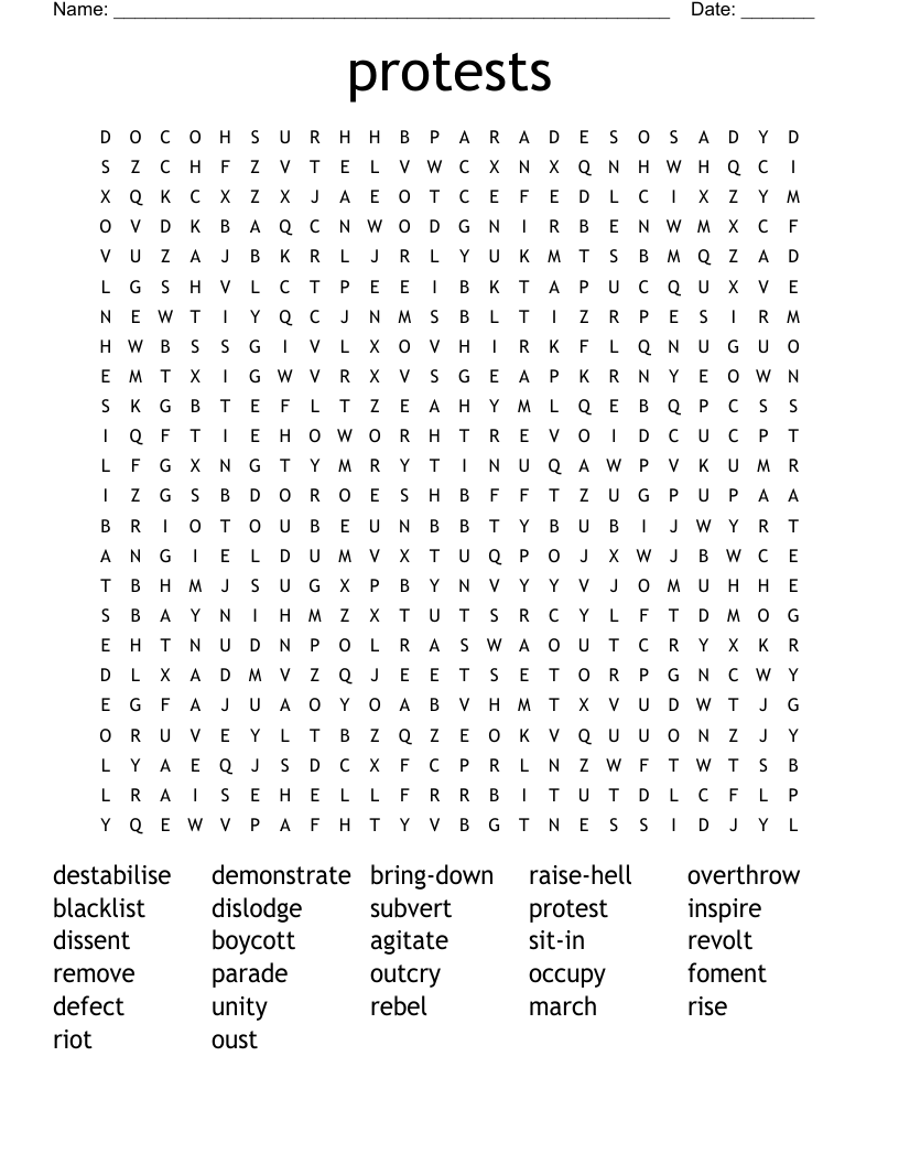 protests Word Search