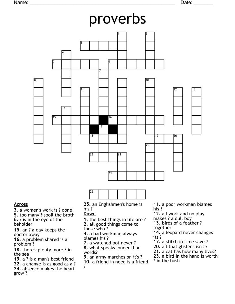 proverbs Crossword