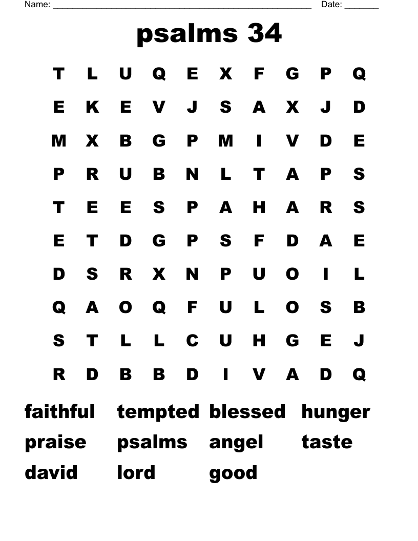 psalms 34 Word Search