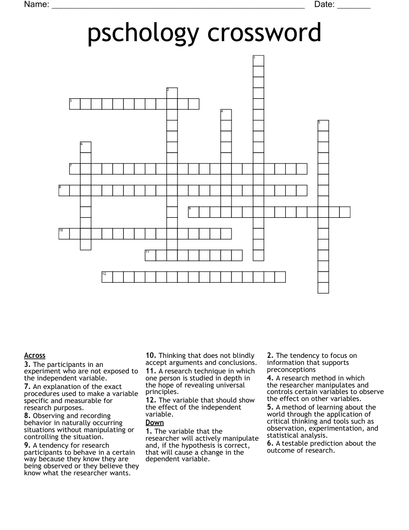 pschology crossword
