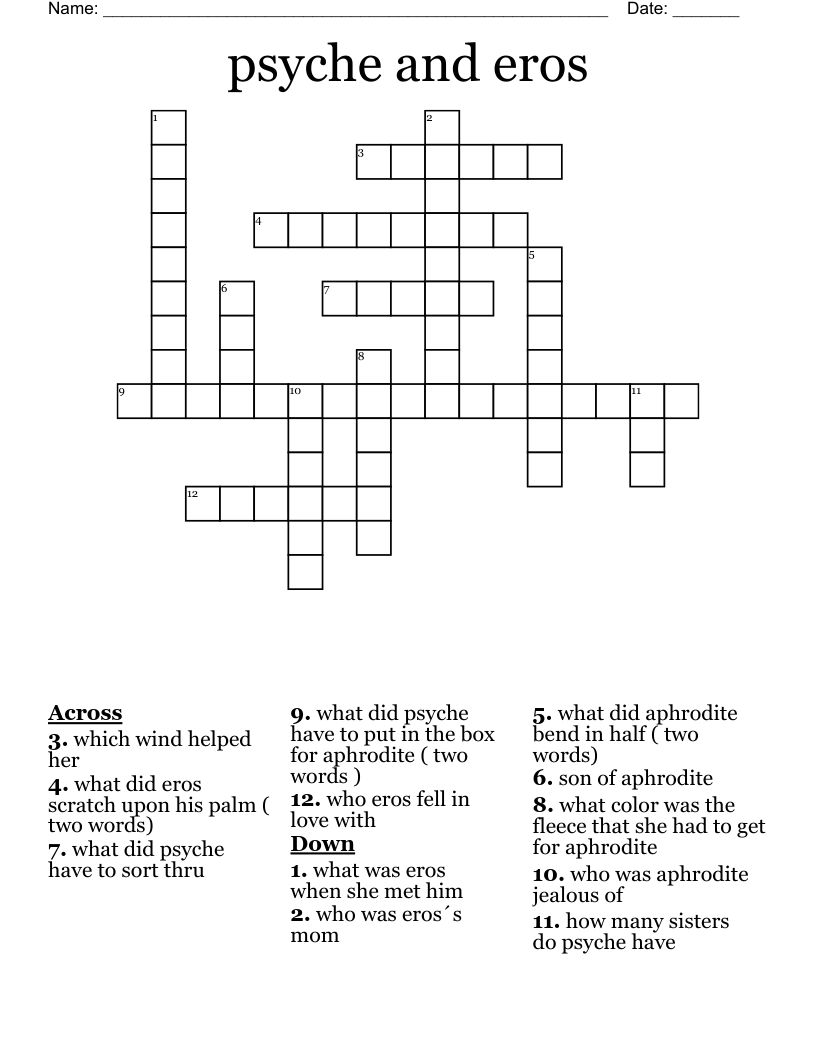 psyche and eros  Crossword