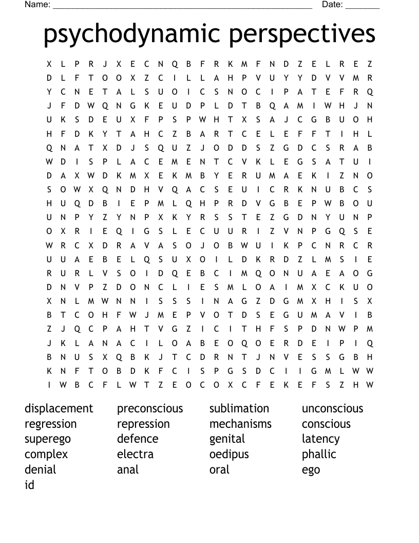 psychodynamic perspectives Word Search