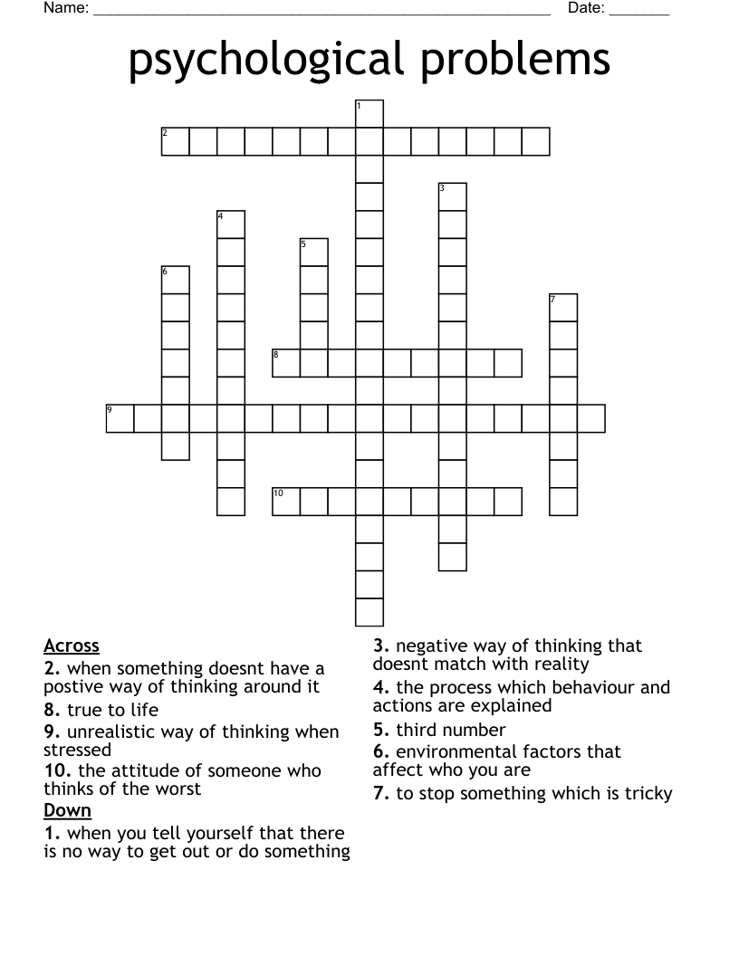 psychological problems Crossword