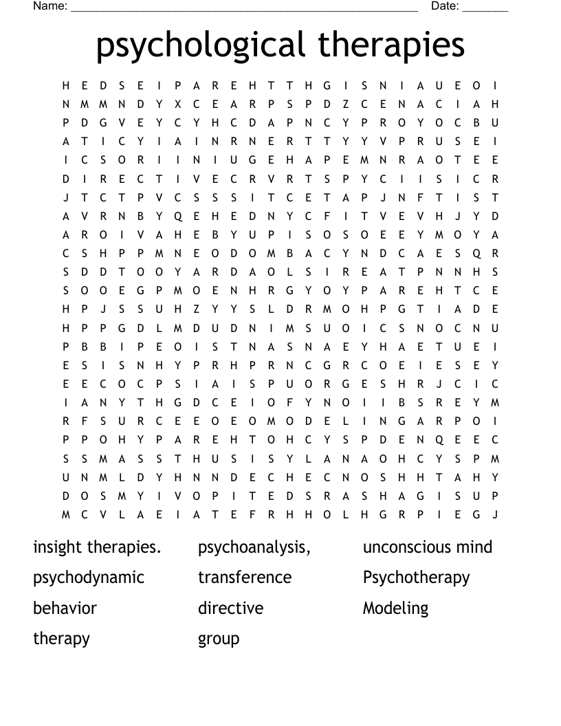 psychological therapies Word Search