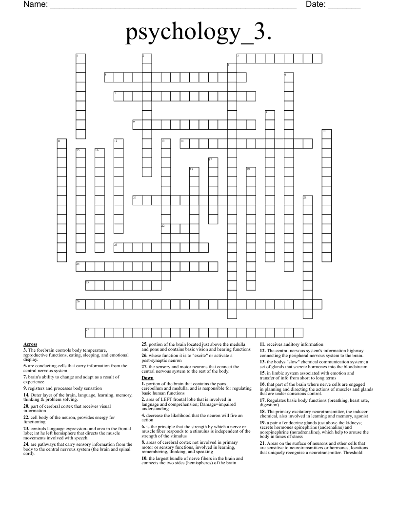 psychology_3. Crossword