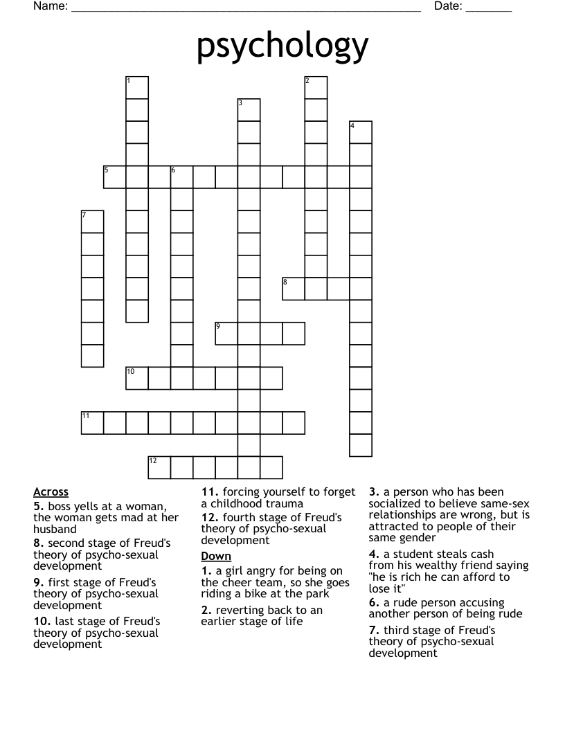 psychology Crossword