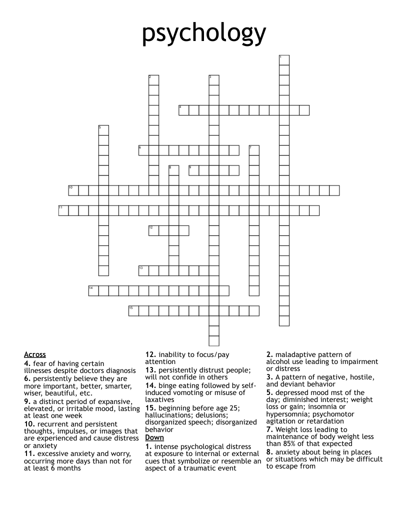 psychology Crossword